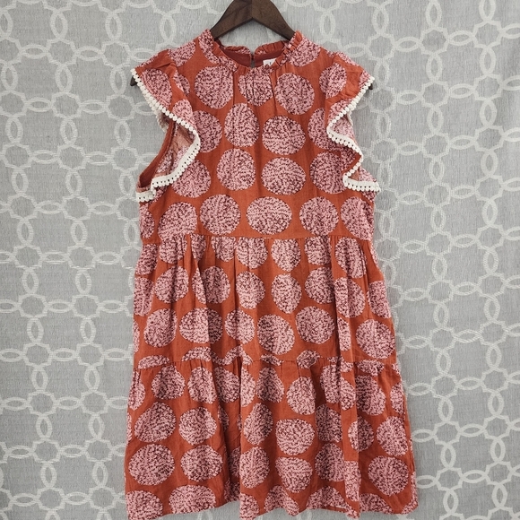 THML Dresses & Skirts - Anthropologie THML Women's M Tunic Dress Ruffle Sleeveless Pattern Crew neck